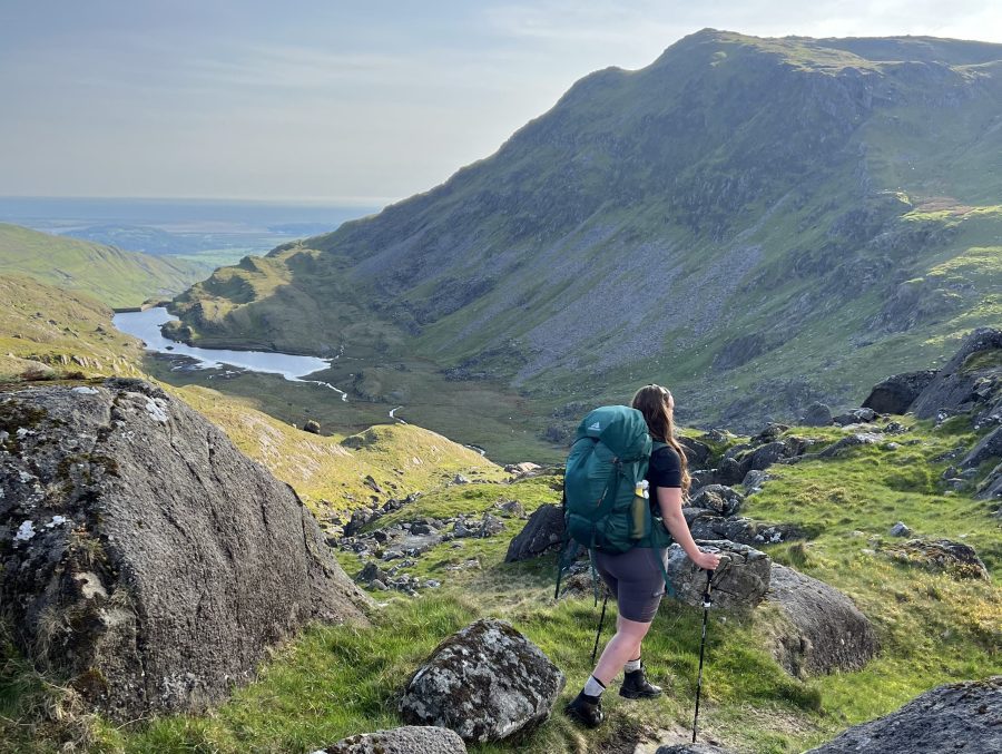 Cnicht - Strolling past sweeping views down to the Irish Sea with Cnicht ahead.