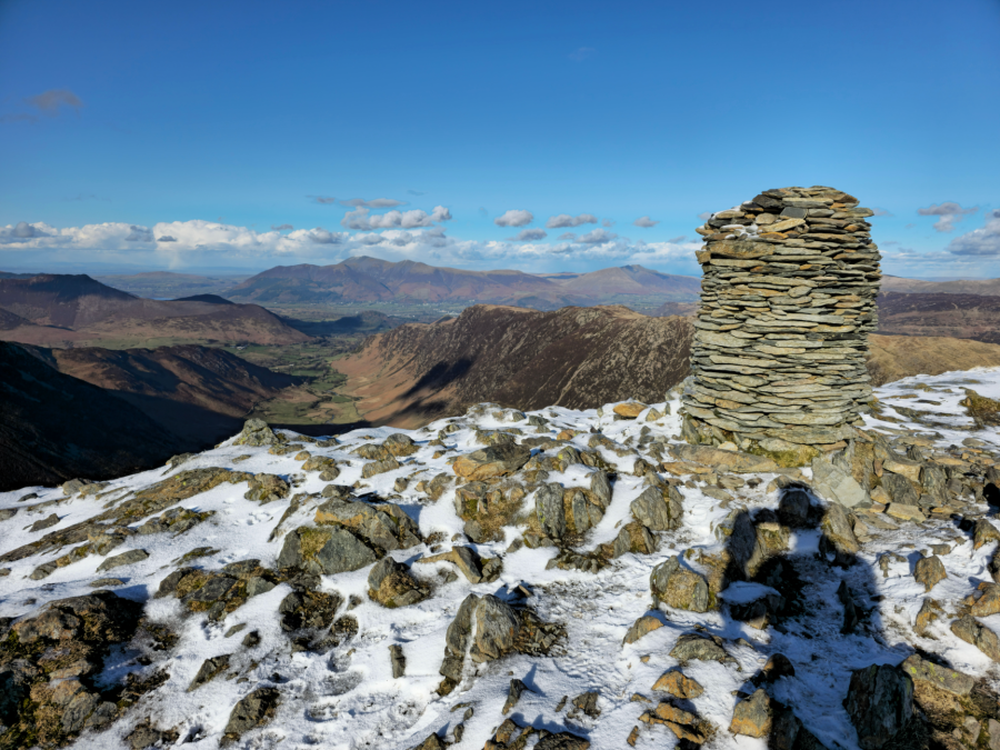 Hindscarth 5. The finely-poised cairn of Dale Head, with Skiddaw beyond.jpg