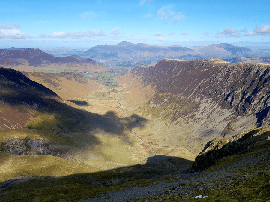 The perfect U-shaped Newlands valley, leading the eye north from Dale Head to Skiddaw.jpg