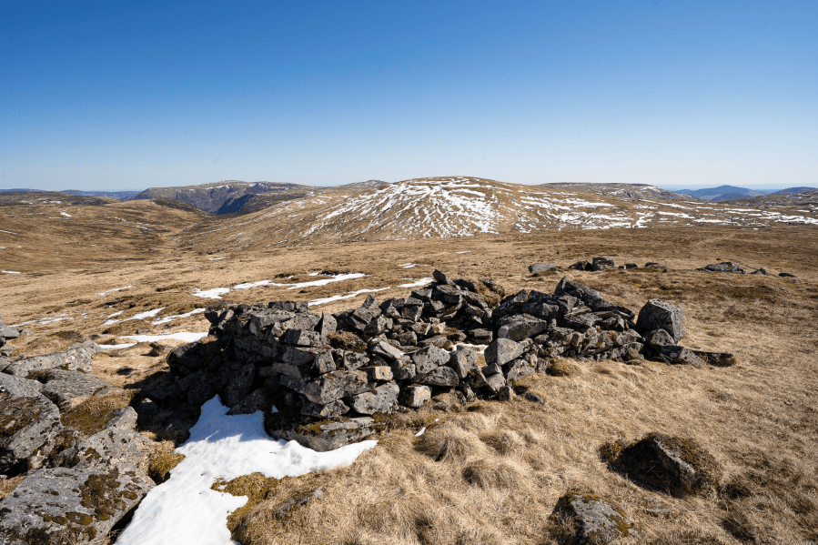 13_Tom Buidhe from a ruined howff on Tolmount, with Driesh and Mayar beyond on the left