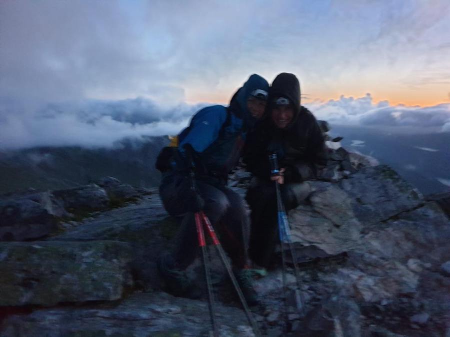 A cloud inversion below the summit of Ben More Assynt.