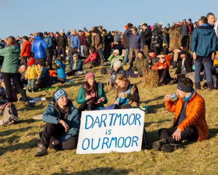 Protestors supporting wild camping rights on Dartmoor