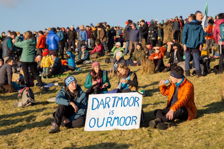 Protestors supporting wild camping rights on Dartmoor