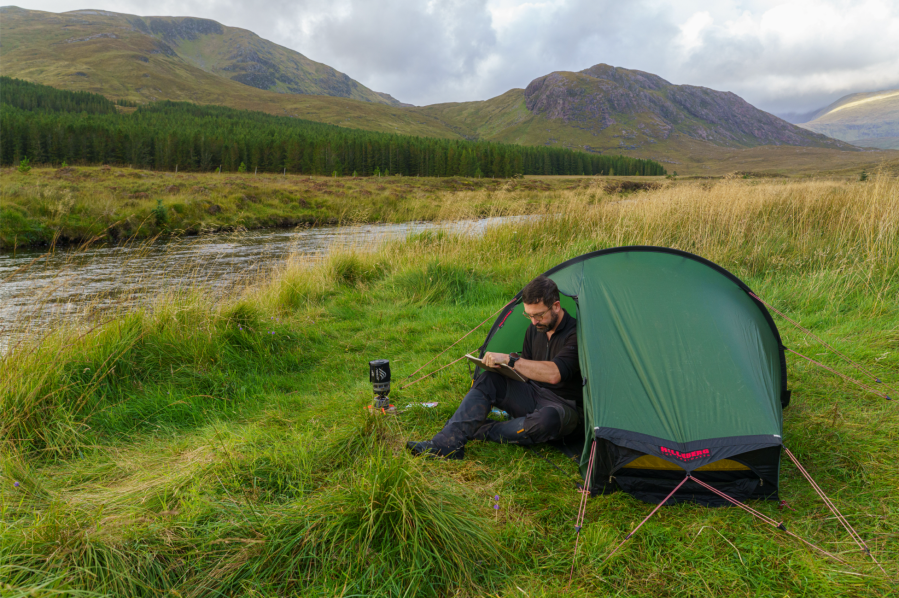 Wild camping by the river Oykel on the Cape Wrath Trail. Credit: Andy Wasley