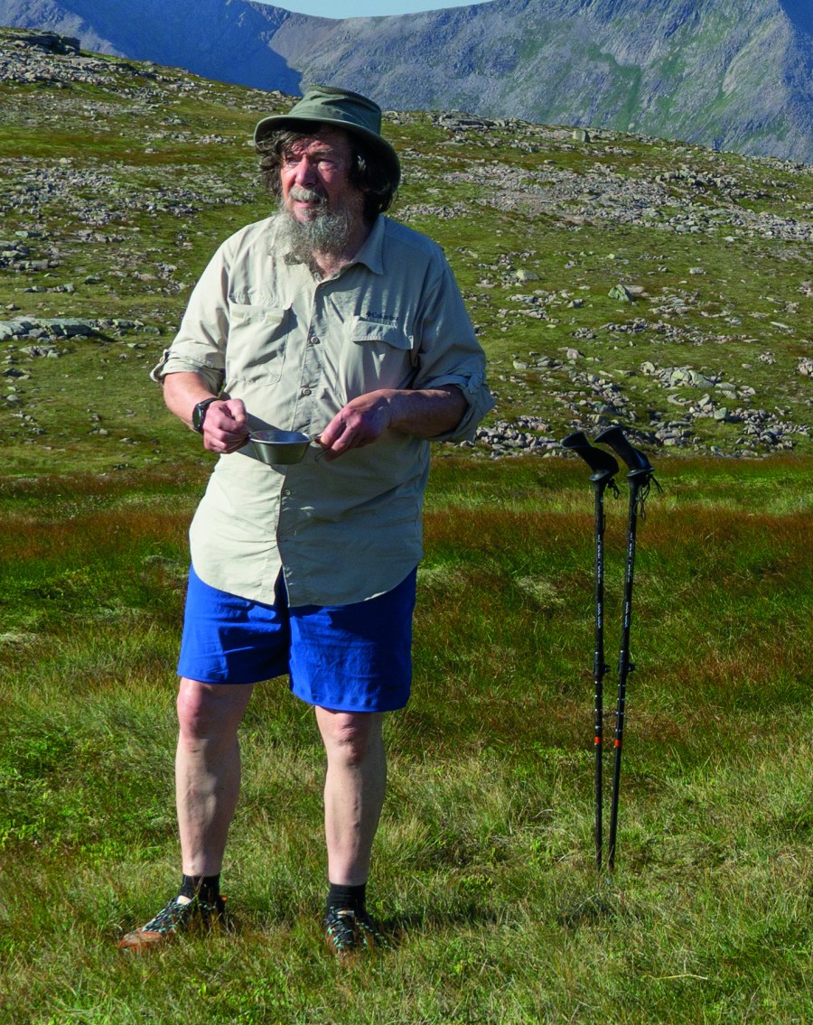 Tilley Hat, Columbia shirt, Titanium Cup, Merrell shoes, Pacerpoles