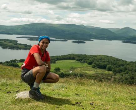 Kwesia enjoys the views over the Trossachs.