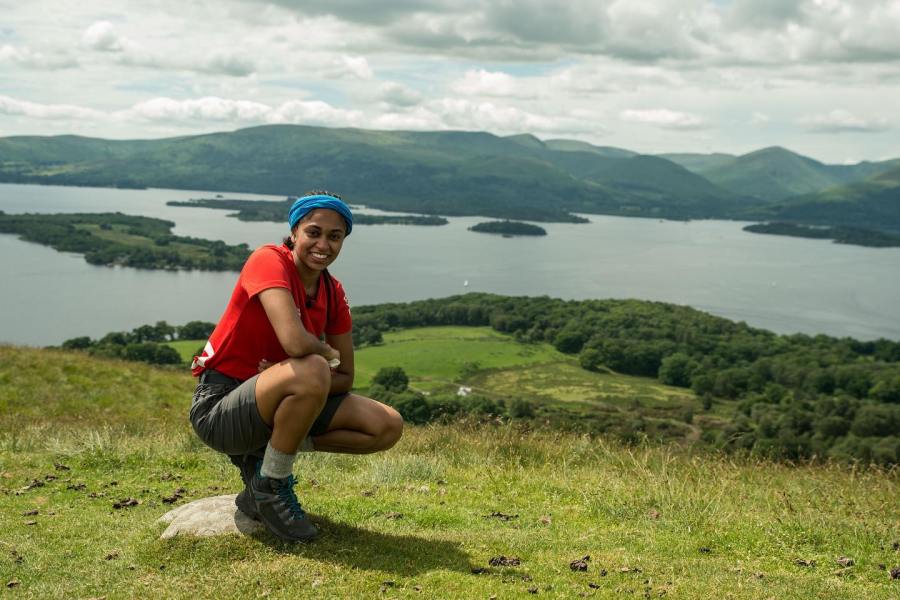 Kwesia enjoys the views over the Trossachs.