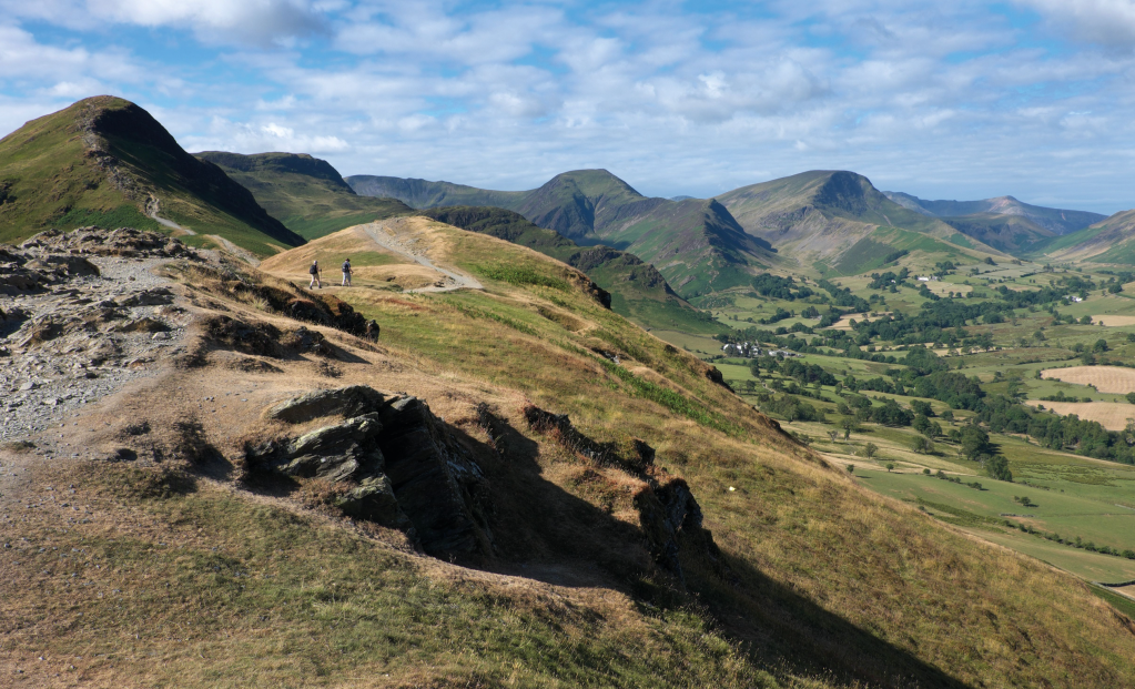 On the way up Cat Bells, with views over the Newlands fells