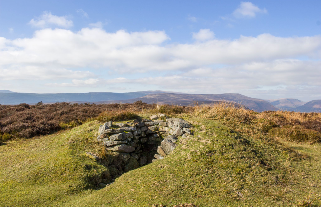 11. Grouse butt with Pen Twyn Mawr, Bal Bach, Bal Mawr and Waun Fach in distance.JPG