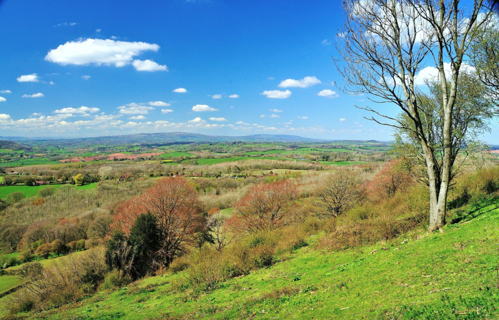 Photo 6: View looking north-west to Titterstone Clee and Brown Clee, in Shropshire, from Walsgrove Hill.JPG