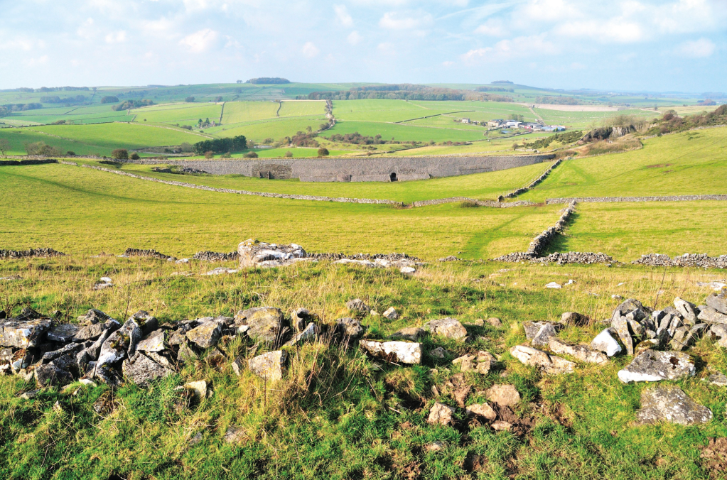 Photo 15: Panorama looking north-west on the descent from Minninglow Hill – the great railway embankment now carries the popular High Peak Trail .JPG