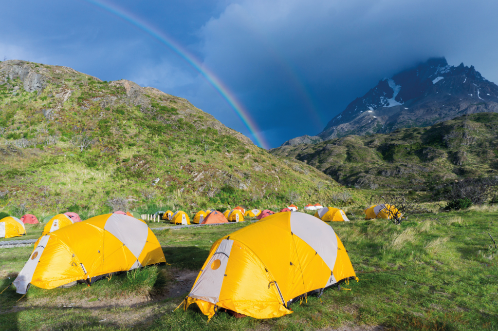 Paine Grande campsite while hiking the W Trek in Torres del Paine