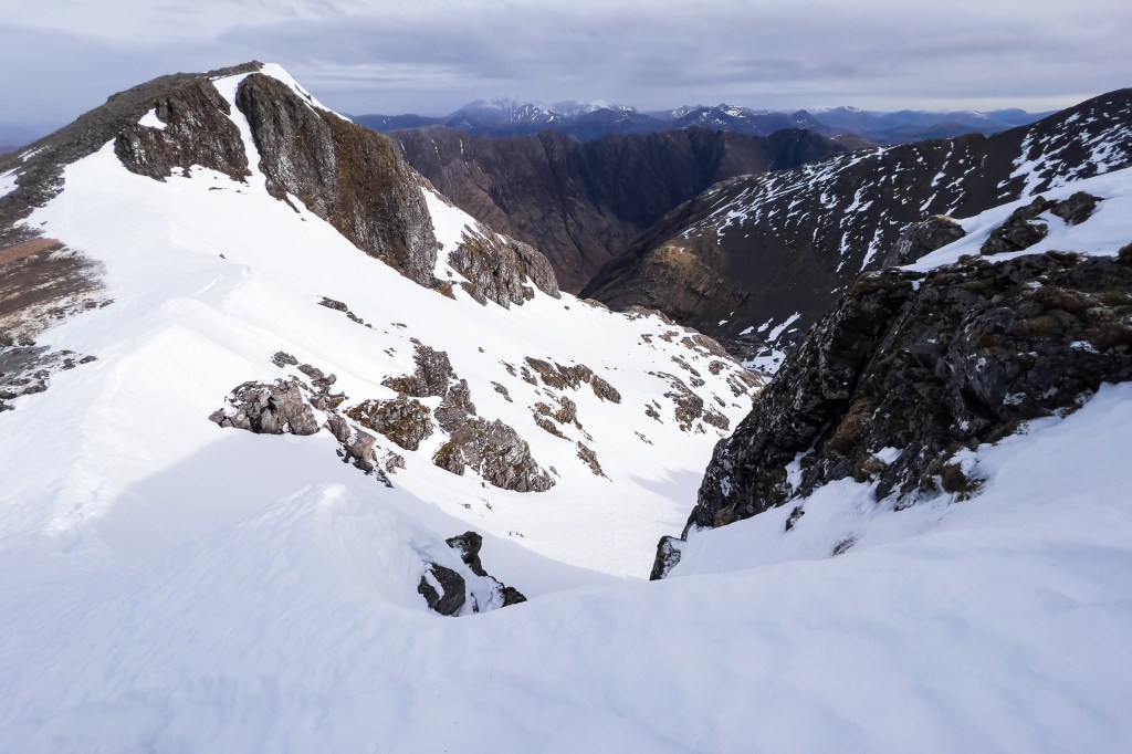 9 Looking down Great Gully towards the Aonach Eagach