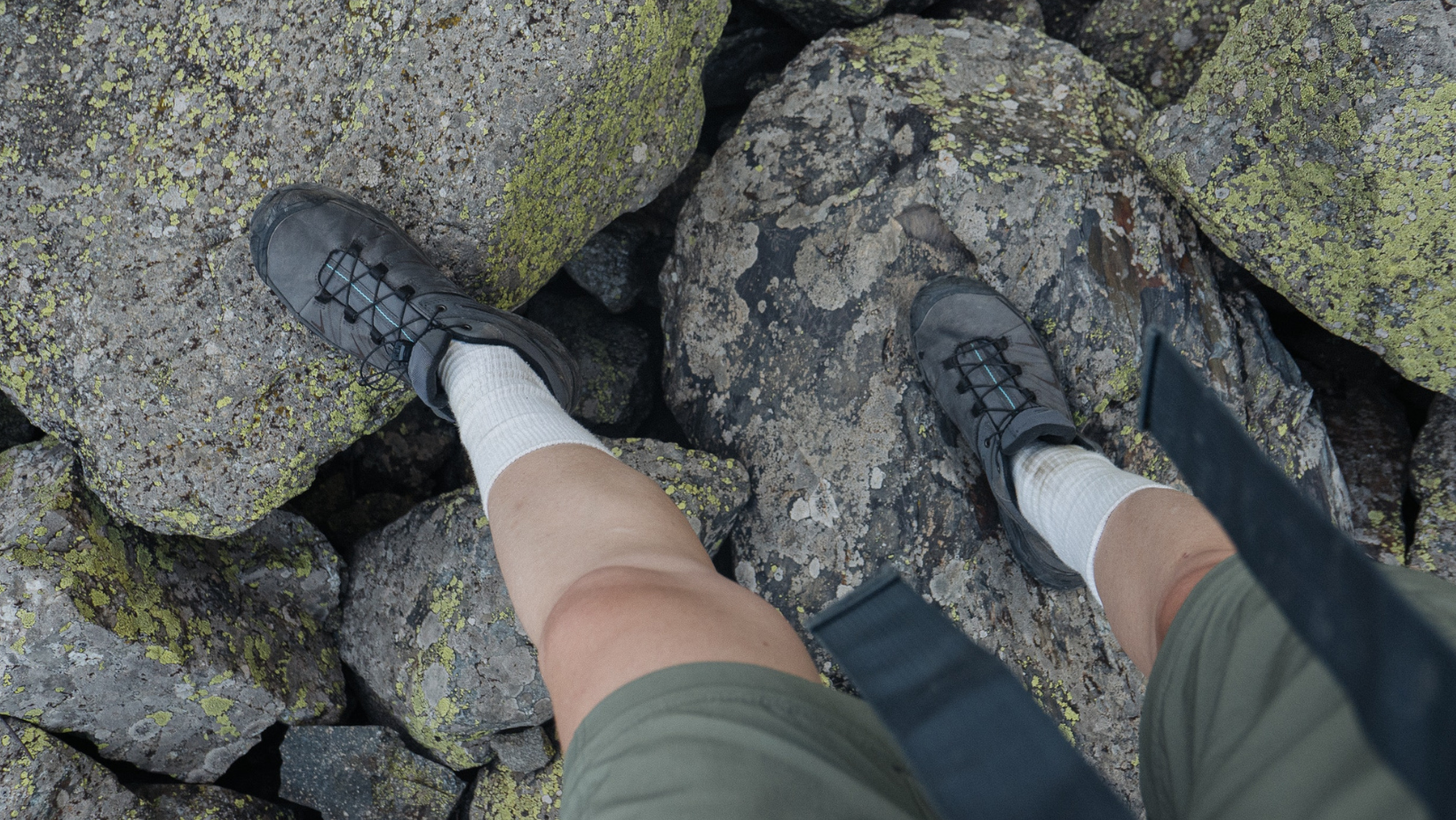 photo of a person wearing hiking shoes