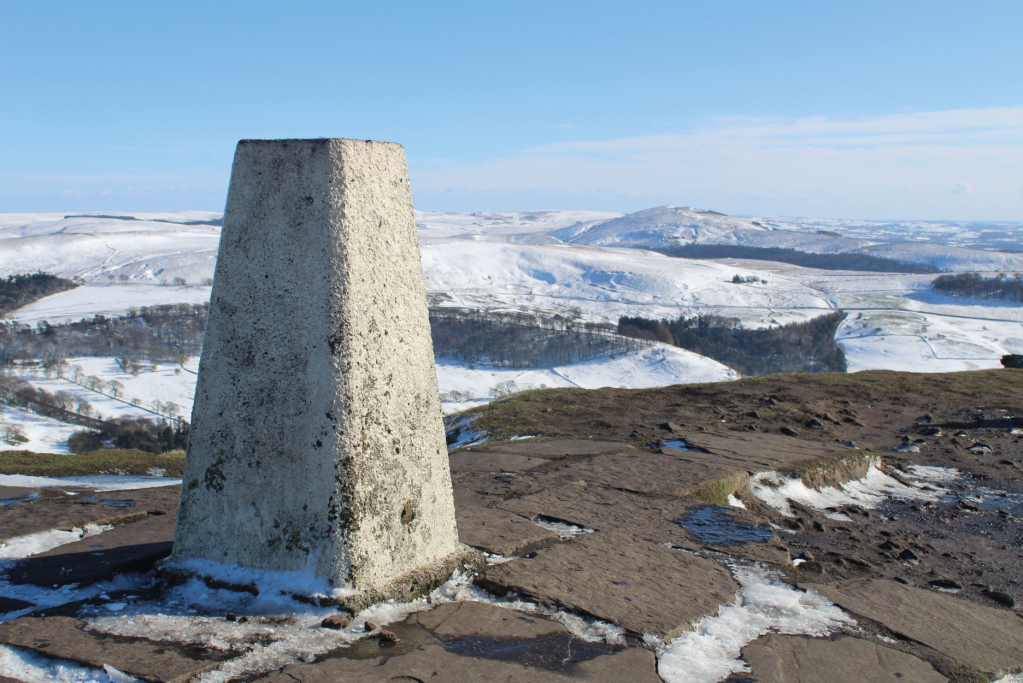 11 The Shutlingsloe trig point with views south to The Roaches