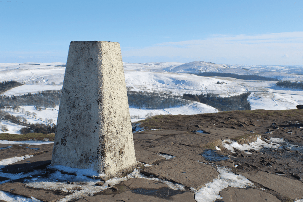 11 The Shutlingsloe trig point with views south to The Roaches