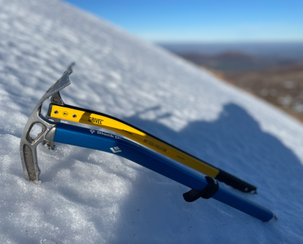 Black Diamond Swift and Grivel Air Tech climbing out of Coire an t-Sneachda. Credit: David Lintern