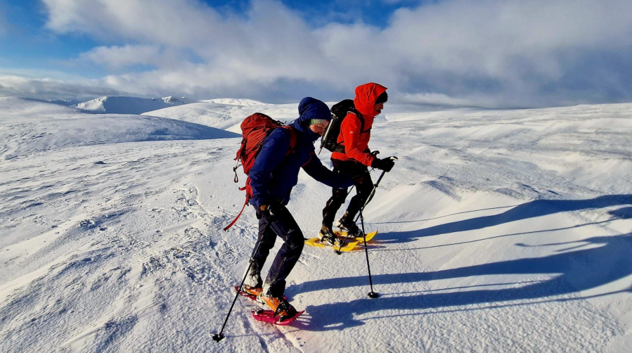 Winter Munro Round - Anna and Creag at the beginning of a long day climbing Munros above Newtonmore. Creag and dad Scott joined for the first three whilst Anna continued into the night alone. Photo by Scott Muir