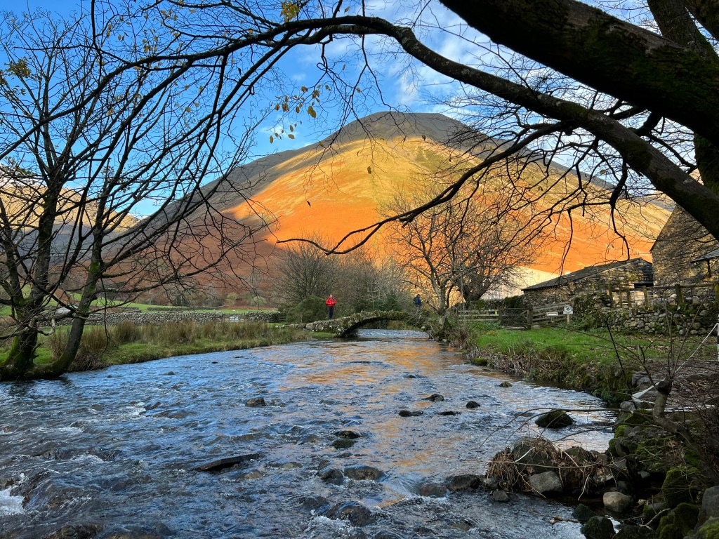 Kirk Fell as viewed through the trees from the Wasdale Head Inn beer garden Credit Francesca Donovan