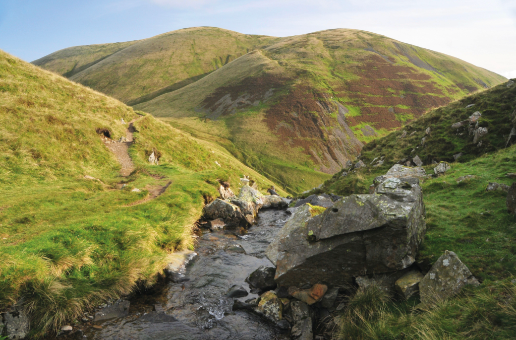 The Calf via the x keys. Photo 4: Yarlside seen from the top of the cascades at Cautley Spout 