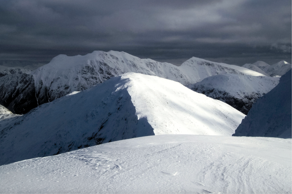 3 Near the summit of Sgurr na h-Ulaidh, looking across Stob an Fhuarain towards Bidean nam Bian