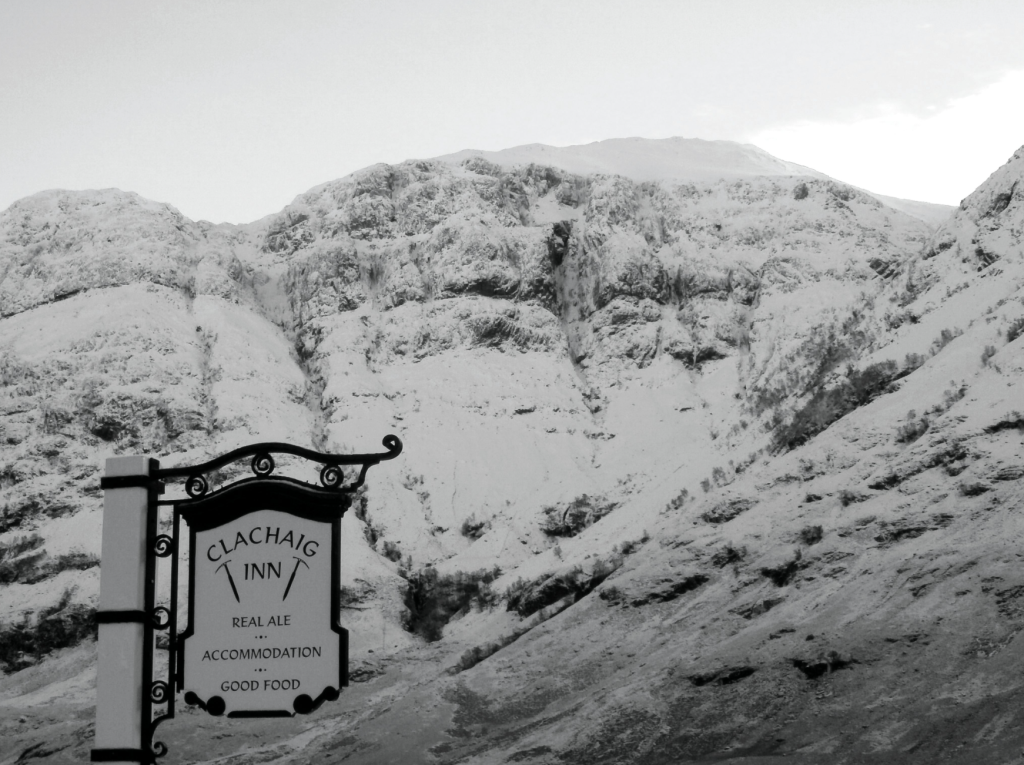 9 The view of Aonach Dubh from the Clachaig Inn