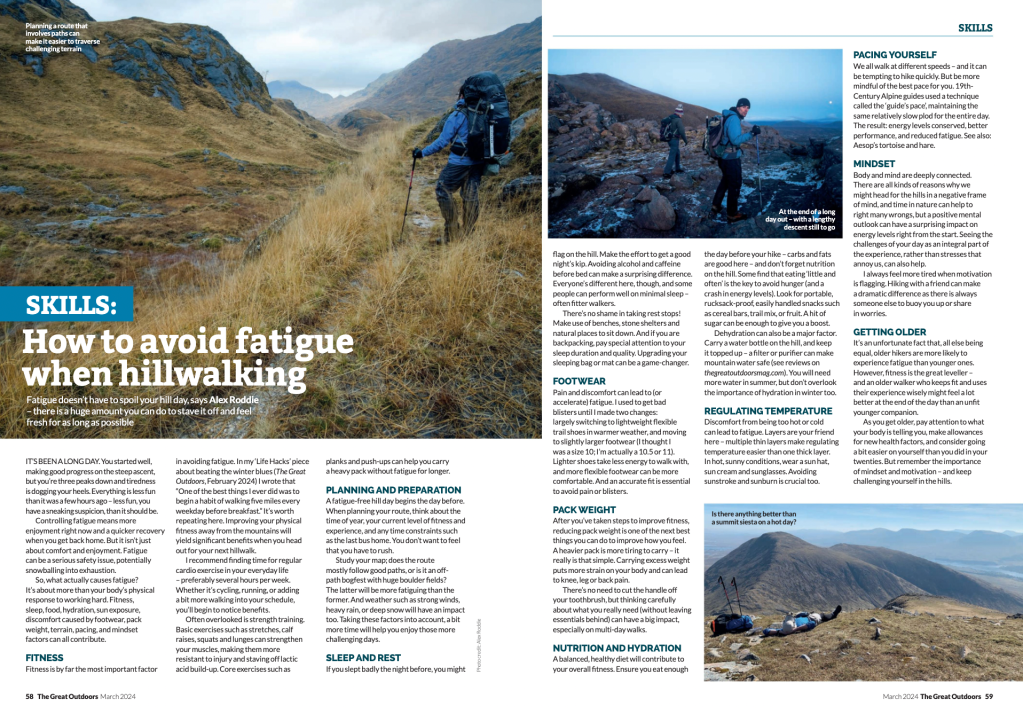 How to avoid fatigue when hillwalking