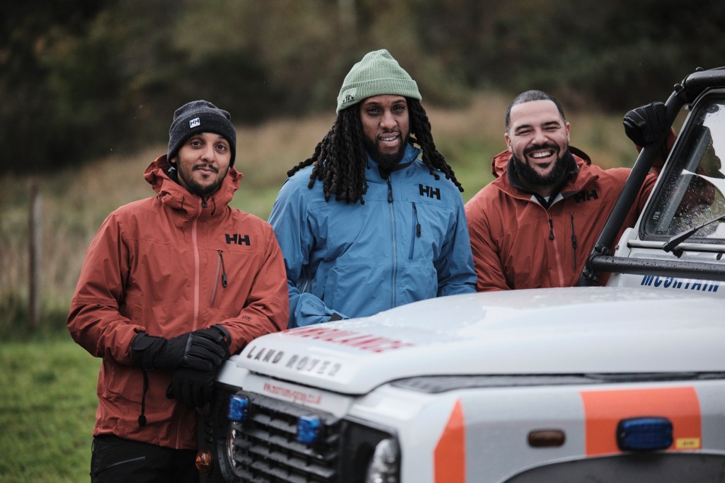 (L to R) Antwon Bonnick, Anton Brown and Kevin Spriggs of AKA CIC at Arrochar Mountain Rescue. Credit: Ed Smith