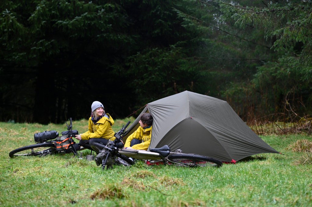 Camp in the shelter of Esgair Ychion forest - a relief to pitch quickly