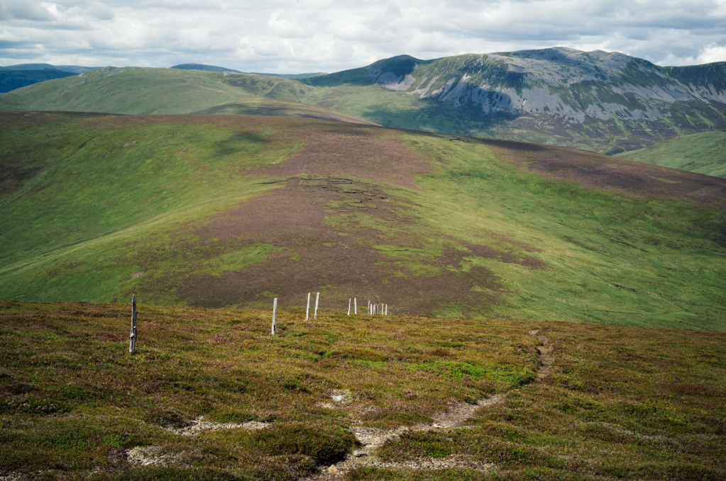 16 Broad heathery slopes heading over Black Hill and Monamenach