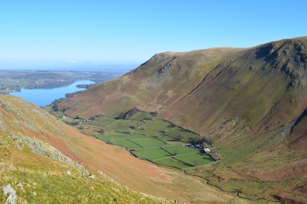 Fusedale valley with Steel Knotts to left and Bonscale Pike to the right, and Ullswater in the distance (2)
