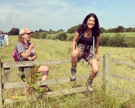 Nadia Shaikh hopping fences on a trespass in Yorkshire