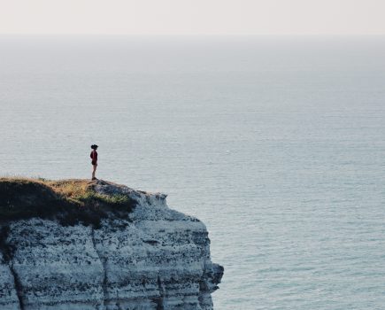 Allie Bailey atop the Southern cliffs. Credit: David Millar