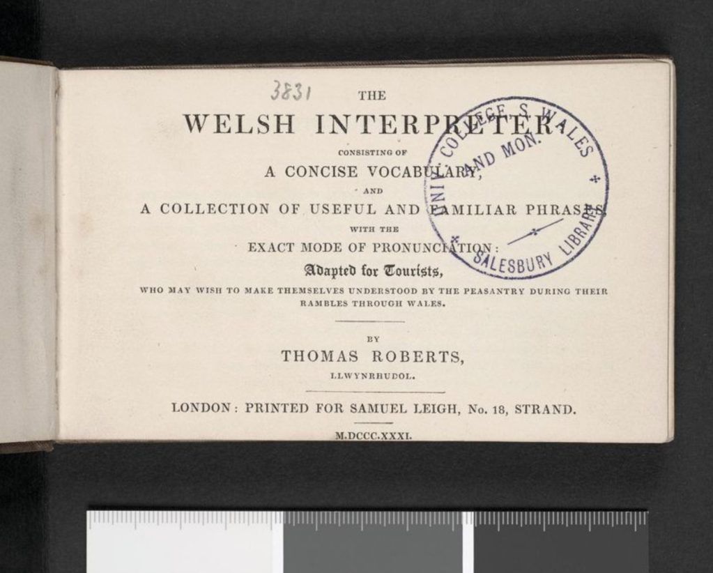 Sara Huws - Welsh Interpreter Title Page credit Cardiff University Libraries and Archives