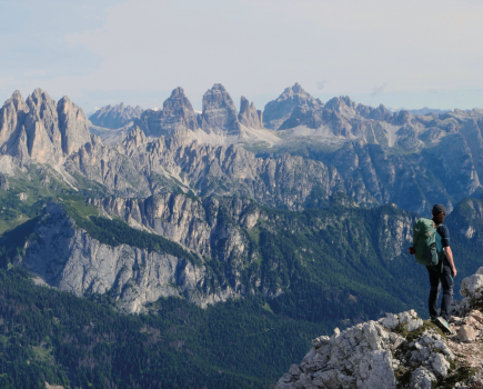 Strada Sanmarchi Marmarole 9. Views north over the Tre Cime di Lavaredo