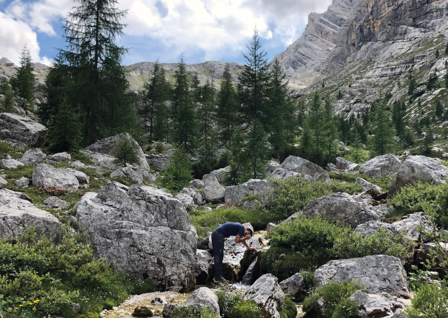 13. Water is scarce in the Marmarole, but after weeks of rain the stream in Val di Mezzo is full