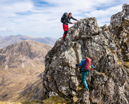 *MAIN IMAGE A stiff downclimb on the aonach eagach ridge