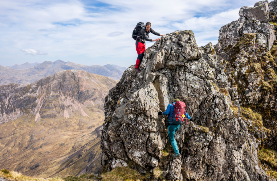 *MAIN IMAGE A stiff downclimb on the aonach eagach ridge