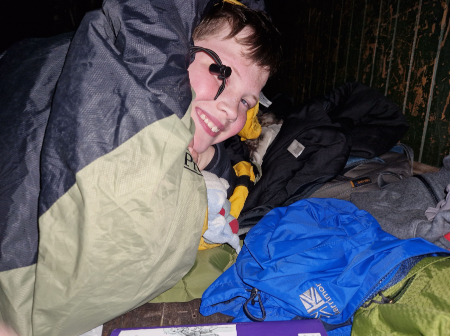 Fin has been sleeping in bothies since he was a baby