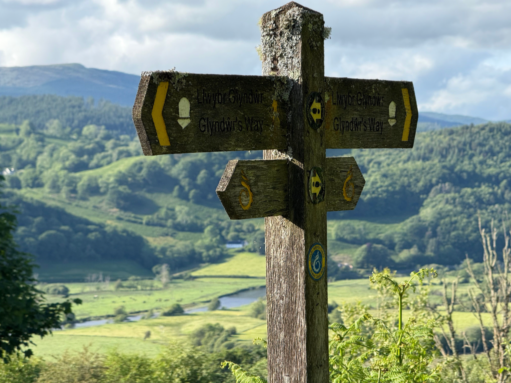 A Glyndwr's Way sign over the river through Machynlleth. Credit: Francesca Donovan