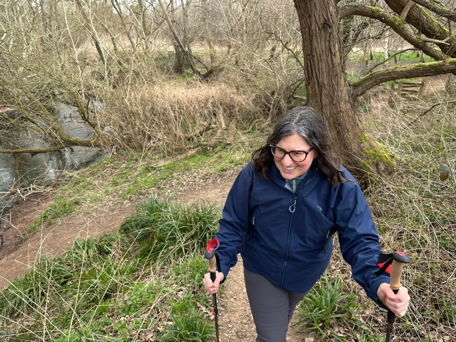 Steph walking with the Black Diamond pursuit trekking poles. Credit: Steph Wetherell