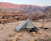Jordan river watershed - Finding flat and stone-free camping spots in the desert was often challenging