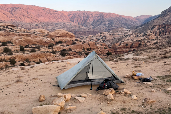 Jordan river watershed - Finding flat and stone-free camping spots in the desert was often challenging