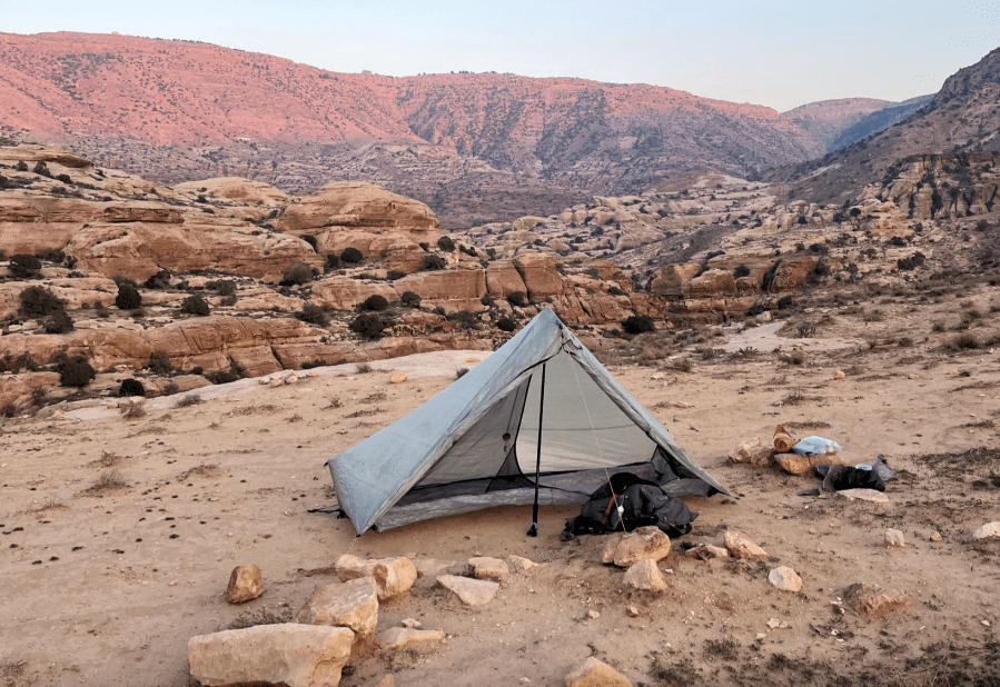 Jordan river watershed - Finding flat and stone-free camping spots in the desert was often challenging