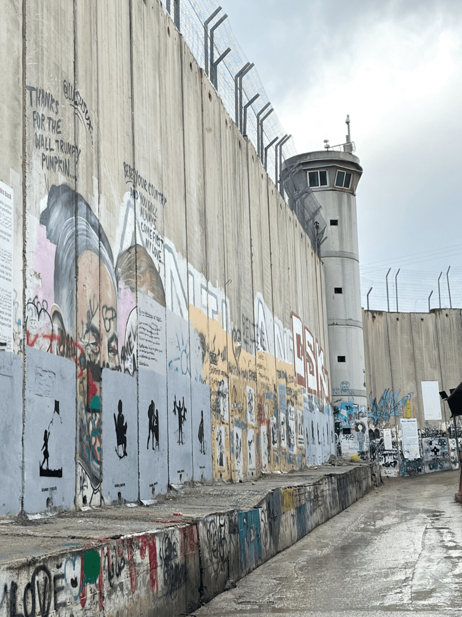 Jordan river watershed - Watchtower and separation wall in Bethlehem, Palestine