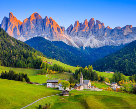 2. Dolomites_Santa_Maddalena_Val_di_Funes_Village_and_Mountain_View_at_Sunset
