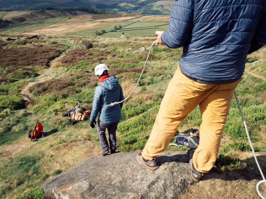61 Descending the slab with a placebo safety rope © Hannah Roddie