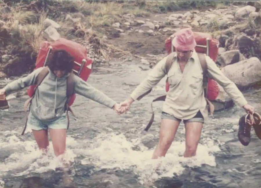 My parents hiking in the 1970s. Apologies for the ludicrous shorts. Image supplied by Juls Stodel.