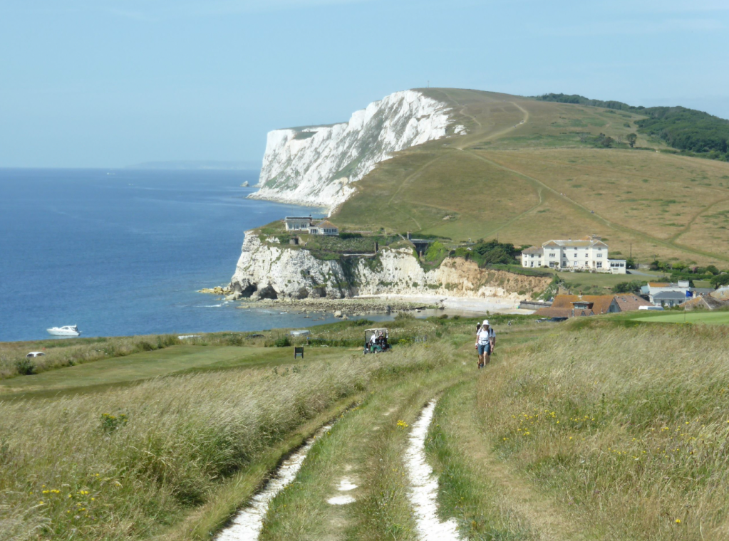 View back over Freshwater Bay heading up Afton Down nr start (2).JPG