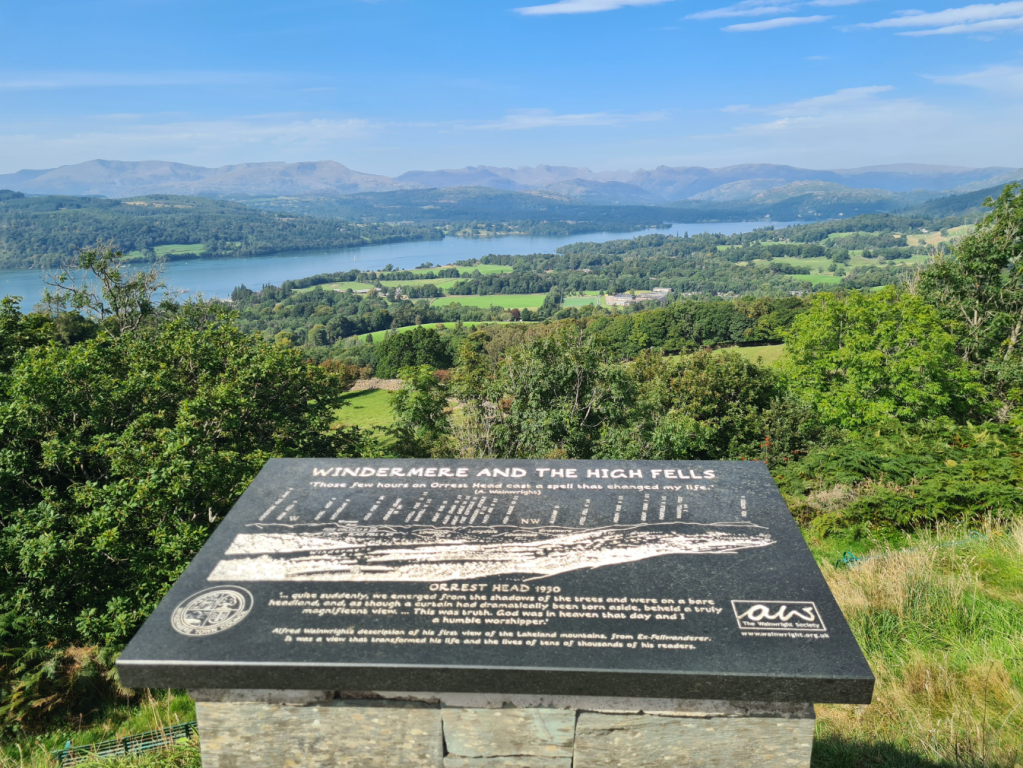 An infographic explaining the scenery from the summit of Orrest Head